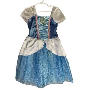 Disney Princess Cinderella Dress Costume Girls 4-5T Sparkle Blue Tulle Gown
